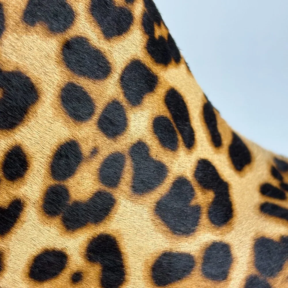 Sole Society Leopard Print Haircalf Bootie – Chic Pointed Toe, Size 8M